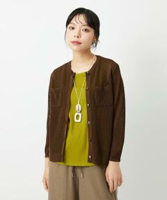 Maison de CINQ / メゾン ドゥ サンク カーディガン・ボレロ | メッシュクルーネックカーディガン