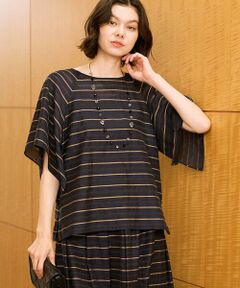 Maison de CINQ / メゾン ドゥ サンク シャツ・ブラウス | [セットアップ対応]カラミメッシュボーダーブラウス