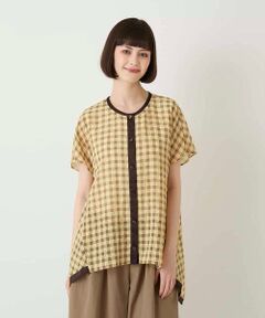 Maison de CINQ / メゾン ドゥ サンク シャツ・ブラウス | 【小さいサイズ】サッカーチェックイレギュラーヘムブラウス
