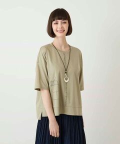 Maison de CINQ / メゾン ドゥ サンク カットソー | 【小さいサイズ/接触冷感】ミシンステッチボクシーシルエットTシャツ