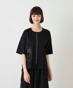 Maison de CINQ / メゾン ドゥ サンク カットソー | 【小さいサイズ/接触冷感】ミシンステッチボクシーシルエットTシャツ