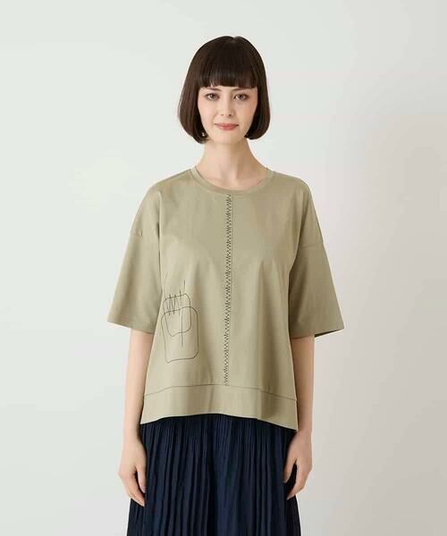 Maison de CINQ / メゾン ドゥ サンク カットソー | 【小さいサイズ/接触冷感】ミシンステッチボクシーシルエットTシャツ | 詳細10