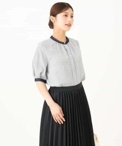 Maison de CINQ / メゾン ドゥ サンク シャツ・ブラウス | 【小さいサイズ】[洗える]ダイヤモチーフ幾何柄ブラウス