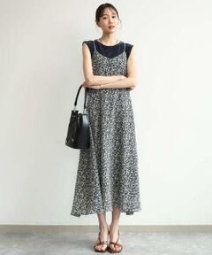 Maison de CINQ / メゾン ドゥ サンク ロング・マキシ丈スカート | 【小さいサイズ】[洗える]前後2way花柄シアーキャミワンピース