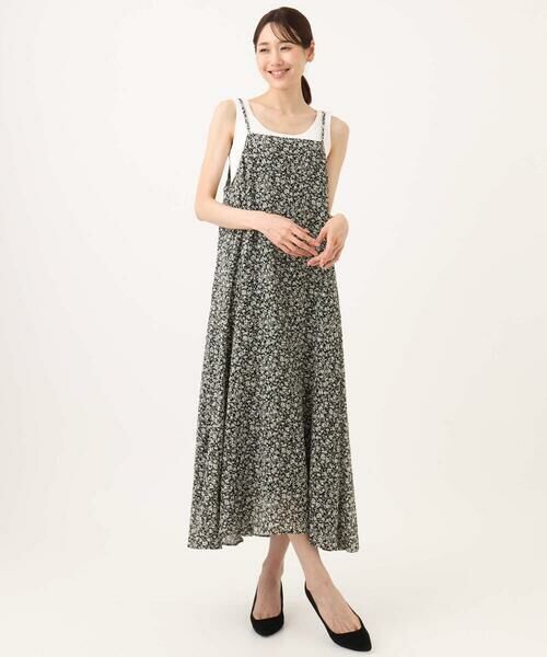 Maison de CINQ / メゾン ドゥ サンク ロング・マキシ丈スカート | 【小さいサイズ】[洗える]前後2way花柄シアーキャミワンピース | 詳細21