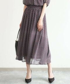 Maison de CINQ / メゾン ドゥ サンク ロング・マキシ丈スカート | 【小さいサイズ】[洗える]ジオメットリック柄シフォンスカート