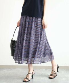 Maison de CINQ / メゾン ドゥ サンク ロング・マキシ丈スカート | 【小さいサイズ】[洗える]ジオメットリック柄シフォンスカート