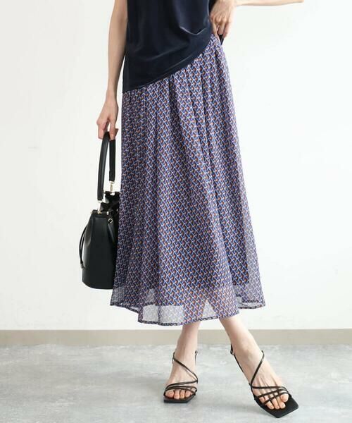 Maison de CINQ / メゾン ドゥ サンク ロング・マキシ丈スカート | 【小さいサイズ】[洗える]ジオメットリック柄シフォンスカート | 詳細5