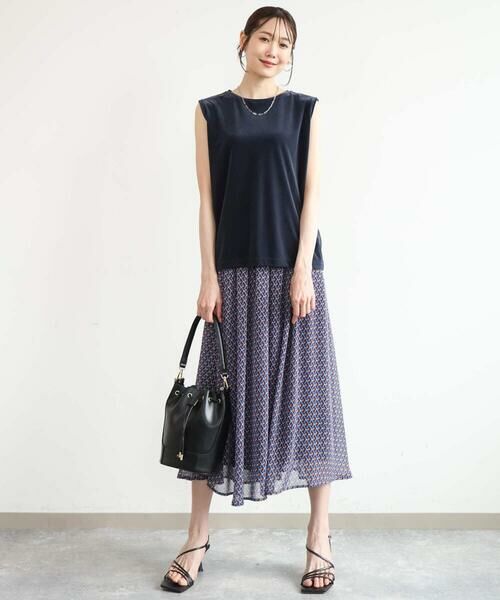 Maison de CINQ / メゾン ドゥ サンク ロング・マキシ丈スカート | 【小さいサイズ】[洗える]ジオメットリック柄シフォンスカート | 詳細6