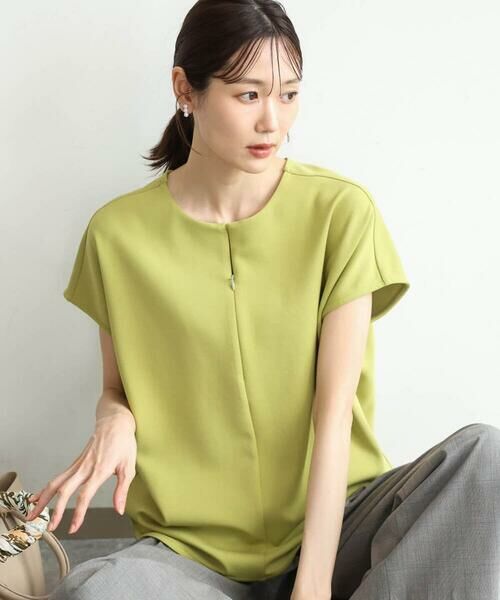 Maison de CINQ / メゾン ドゥ サンク カットソー | 【小さいサイズ】[洗える]前後2way フロントジップデザインカットソー（オリーブ）