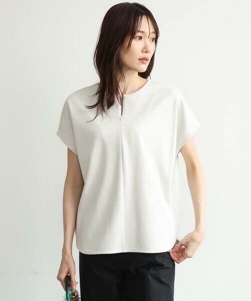 Maison de CINQ / メゾン ドゥ サンク カットソー | 【小さいサイズ】[洗える]前後2way フロントジップデザインカットソー（グレージュ）