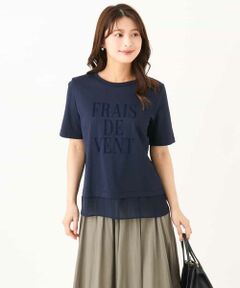 Maison de CINQ / メゾン ドゥ サンク カットソー | 【小さいサイズ】[洗える]シフォン切替えフロッキーロゴTシャツ