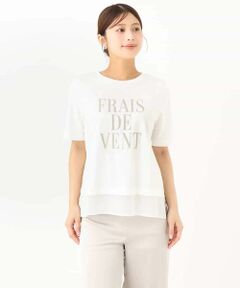 Maison de CINQ / メゾン ドゥ サンク カットソー | 【小さいサイズ】[洗える]シフォン切替えフロッキーロゴTシャツ