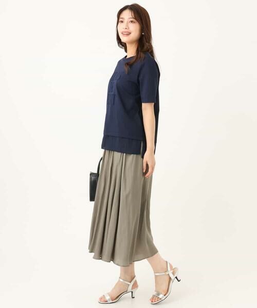 Maison de CINQ / メゾン ドゥ サンク カットソー | 【小さいサイズ】[洗える]シフォン切替えフロッキーロゴTシャツ | 詳細2