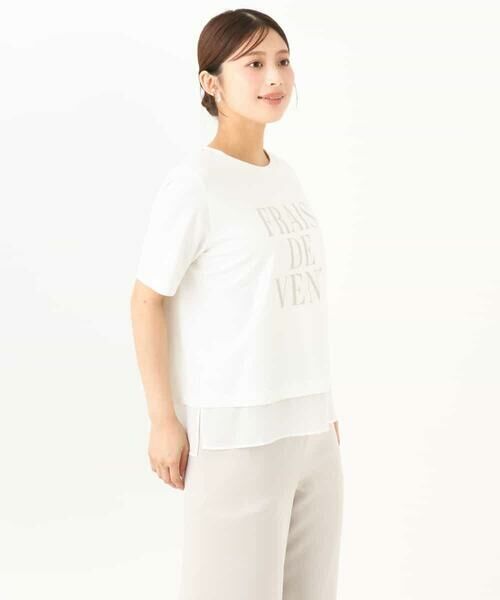 Maison de CINQ / メゾン ドゥ サンク カットソー | 【小さいサイズ】[洗える]シフォン切替えフロッキーロゴTシャツ | 詳細27
