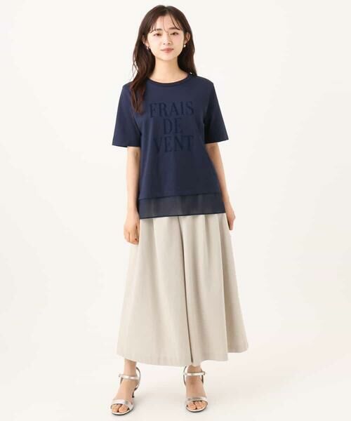Maison de CINQ / メゾン ドゥ サンク カットソー | 【小さいサイズ】[洗える]シフォン切替えフロッキーロゴTシャツ | 詳細3