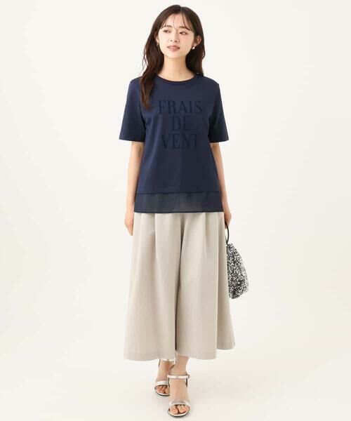 Maison de CINQ / メゾン ドゥ サンク カットソー | 【小さいサイズ】[洗える]シフォン切替えフロッキーロゴTシャツ | 詳細4