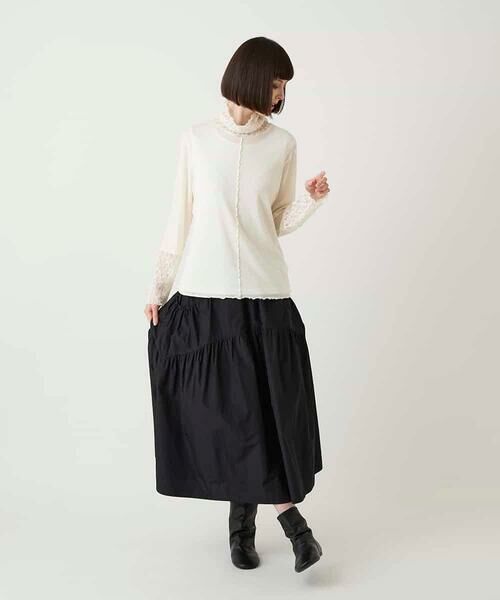 Maison de CINQ / メゾン ドゥ サンク カットソー | 【小さいサイズ】レースジョイントストレッチプルオーバー | 詳細3