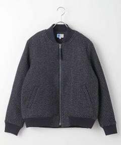 herringbone tweed denim bomer jacket