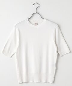 ARGENTO　クルーネック５分袖ニットソー