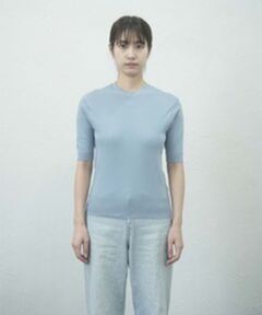 ARGENTO　クルーネック５分袖ニットソー