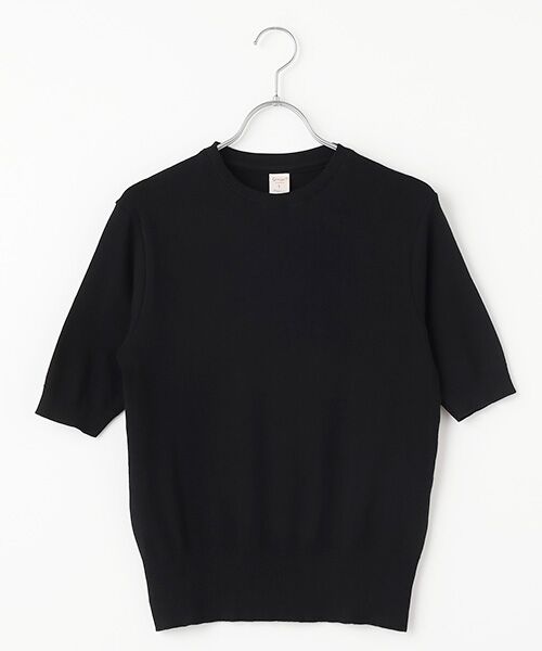 maison de F / メゾンドエフ ニット・セーター | ARGENTO　クルーネック５分袖ニットソー（ネロ）