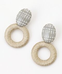 maison de F / メゾンドエフ ピアス・イヤリング | ピアス　メッシュ（グレー）　刺繍リング