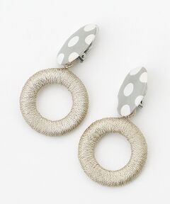 イヤリング　レディバード（グレー）　刺繍リング