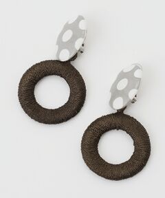 maison de F / メゾンドエフ ピアス・イヤリング | イヤリング　レディバード（グレー）　刺繍リング