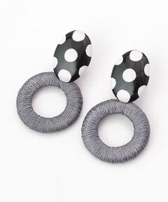 maison de F / メゾンドエフ ピアス・イヤリング | ピアス レディバード（ブラック）刺繍リング