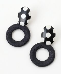 maison de F / メゾンドエフ ピアス・イヤリング | ピアス レディバード（ブラック）刺繍リング