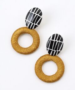 maison de F / メゾンドエフ ピアス・イヤリング | ピアス ブックシェルフ（ブラック）刺繍リング