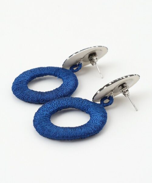 maison de F / メゾンドエフ ピアス・イヤリング | ピアス メッシュ（ブラック）刺繍リング | 詳細2