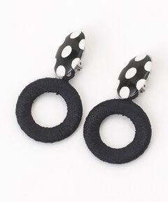 maison de F / メゾンドエフ ピアス・イヤリング | イヤリング レディバード（ブラック）刺繍リング