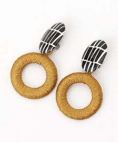 maison de F / メゾンドエフ ピアス・イヤリング | イヤリング ブックシェルフ（ブラック）刺繍リング