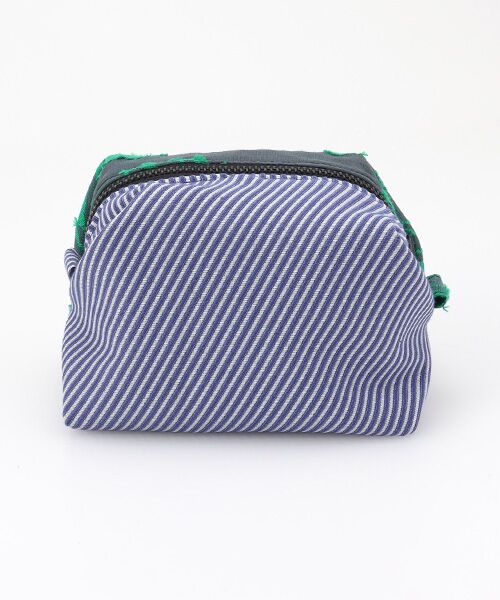 maison de F / メゾンドエフ ポーチ | Caramel pouch / green flower × blue stripe | 詳細3