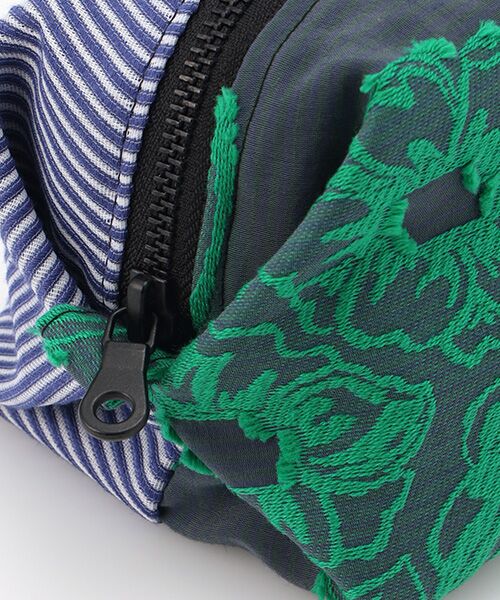 maison de F / メゾンドエフ ポーチ | Caramel pouch / green flower × blue stripe | 詳細6