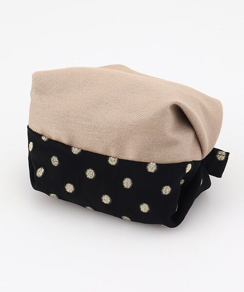 maison de F / メゾンドエフ ポーチ | Caramel pouch / gold dots × beige glitter | 詳細4