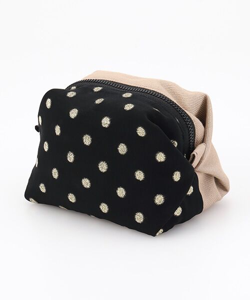 maison de F / メゾンドエフ ポーチ | Caramel pouch / gold dots × beige glitter（ブラック）