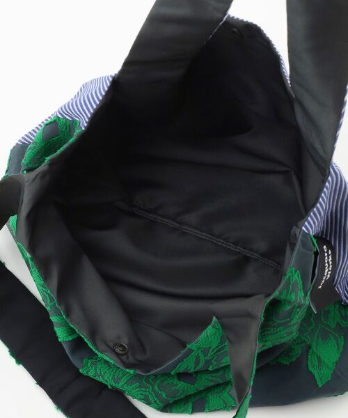 maison de F / メゾンドエフ エコバッグ | TWINS bag / green flower × blue stripe / M | 詳細2