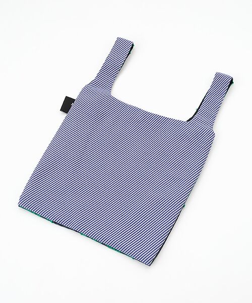 松＆椿 TWINS bag / green flower × blue stripe / S （エコバッグ