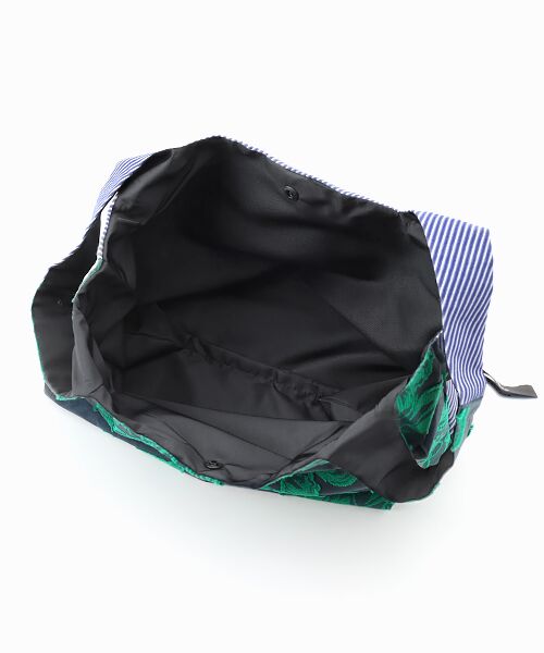 TWINS bag / green flower × blue stripe / S （エコバッグ