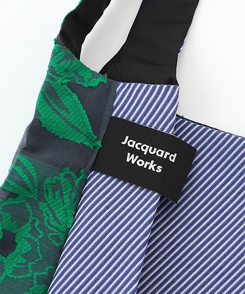 TWINS bag / green flower × blue stripe / S （エコバッグ