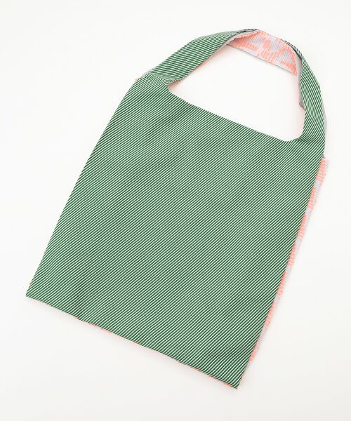 maison de F / メゾンドエフ エコバッグ | TWINS bag / pink triangle × green stripe / L | 詳細1