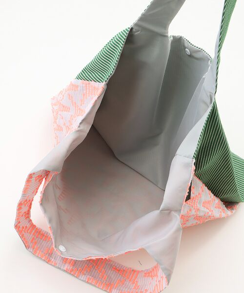 maison de F / メゾンドエフ エコバッグ | TWINS bag / pink triangle × green stripe / L | 詳細2