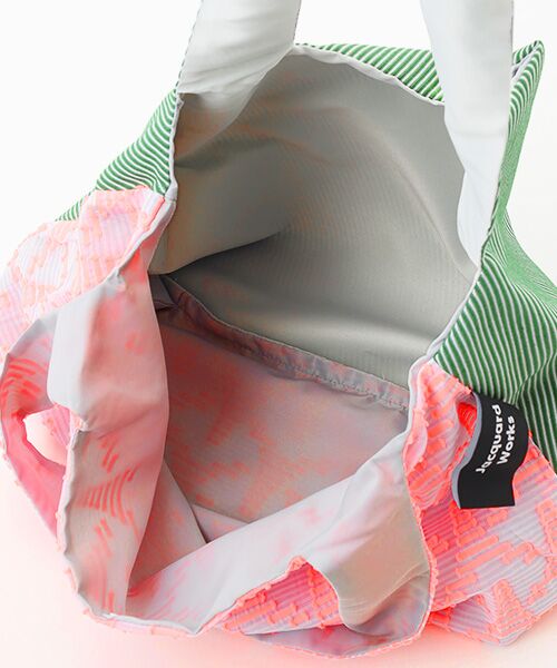 maison de F / メゾンドエフ エコバッグ | TWINS bag / pink triangle × green stripe / M | 詳細2