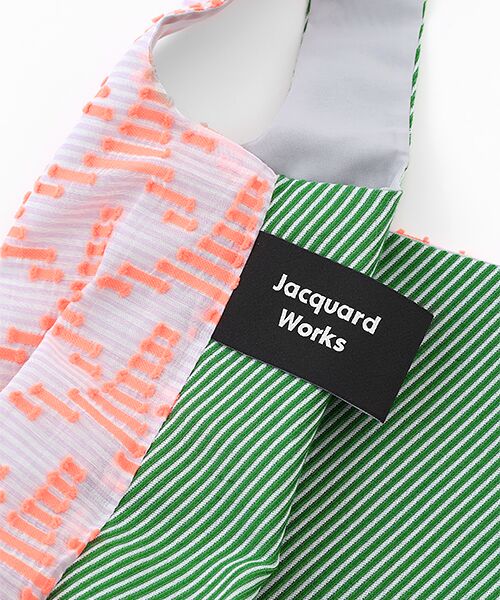 maison de F / メゾンドエフ エコバッグ | TWINS bag / pink triangle × green stripe / S | 詳細3