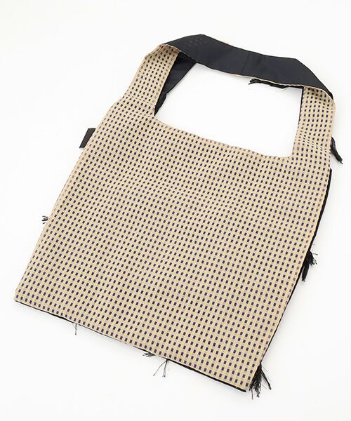 maison de F / メゾンドエフ エコバッグ | TWINS bag / black demekin × beige check / M | 詳細1
