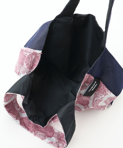 maison de F / メゾンドエフ エコバッグ | TWINS bag / pink damask × blue jeans / L | 詳細2
