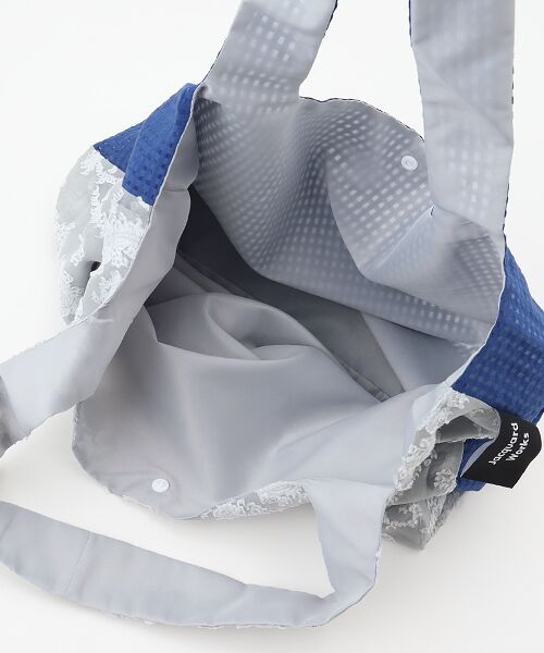 maison de F / メゾンドエフ エコバッグ | TWINS bag / ice gray paisley × blue check / L | 詳細2